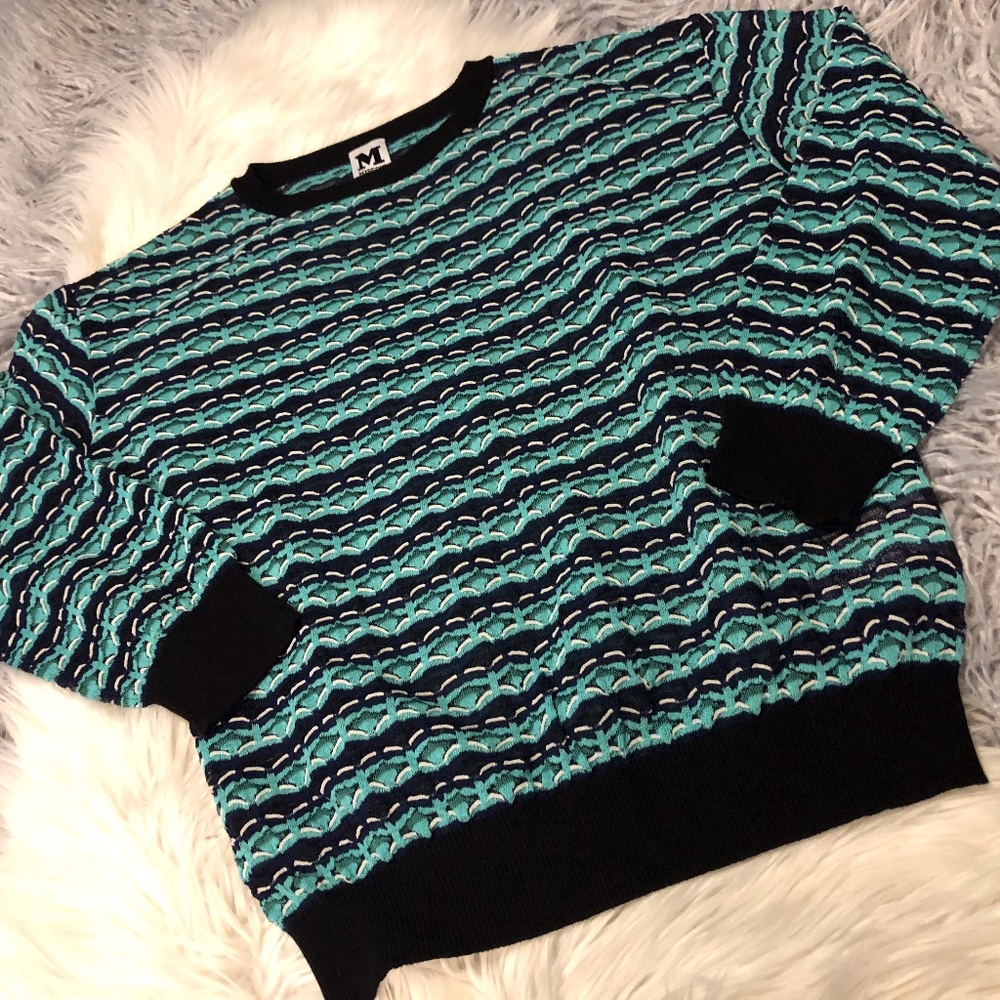 Missoni Blue Black Sheer Lightweight Sweater